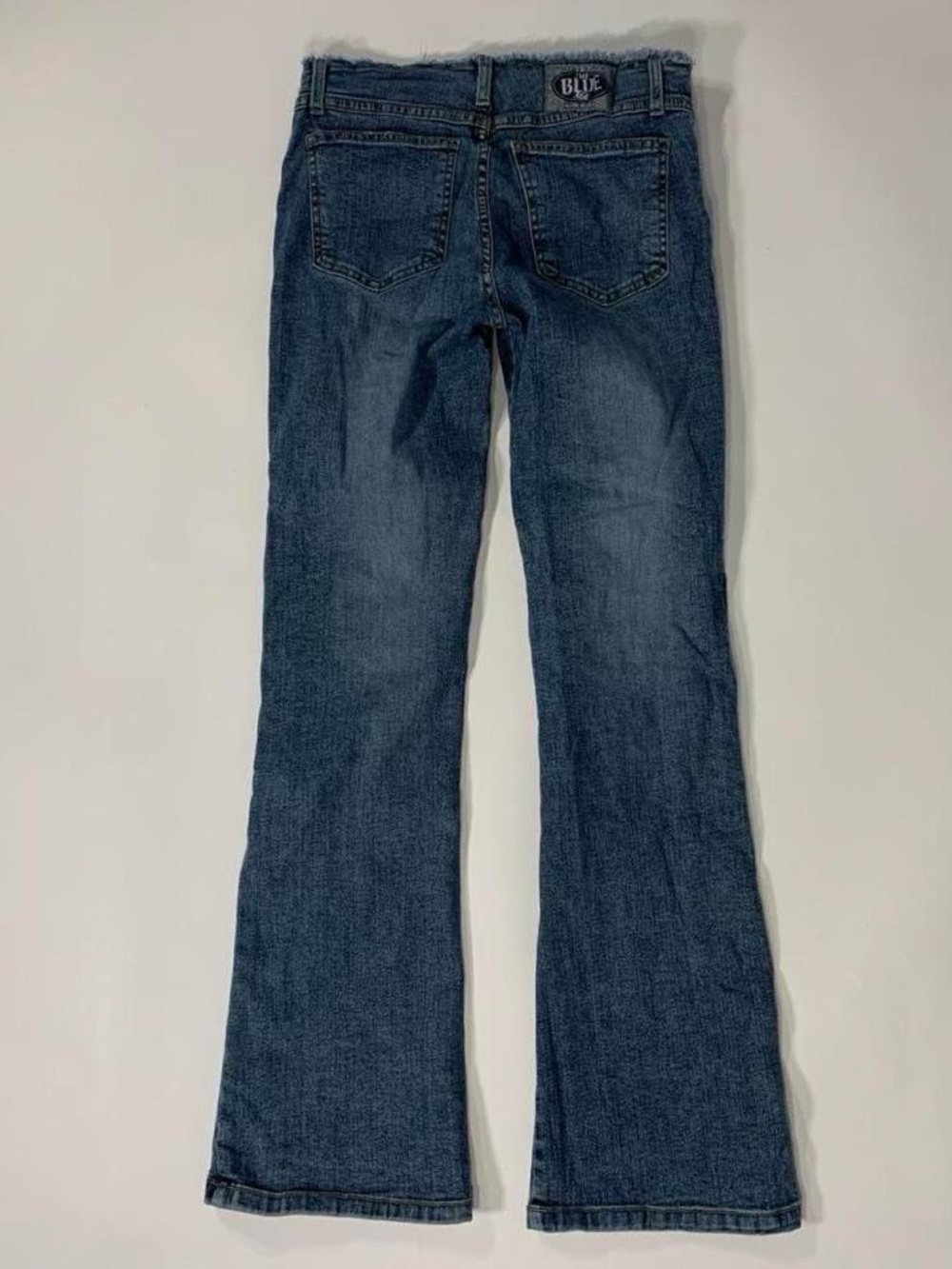 The Blue Age Raw Hem Flare Jeans Blue Mid Rise Bootcut Denim  Vintage Y2K